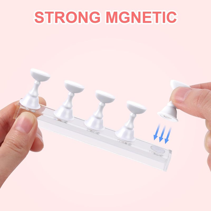 Etercycle Acrylic Nail Art Display Stand - Magnetic Practice Holder for Painting Nails With Double-sided Tape - Home DIY Salon Supplies (White) - Image 2